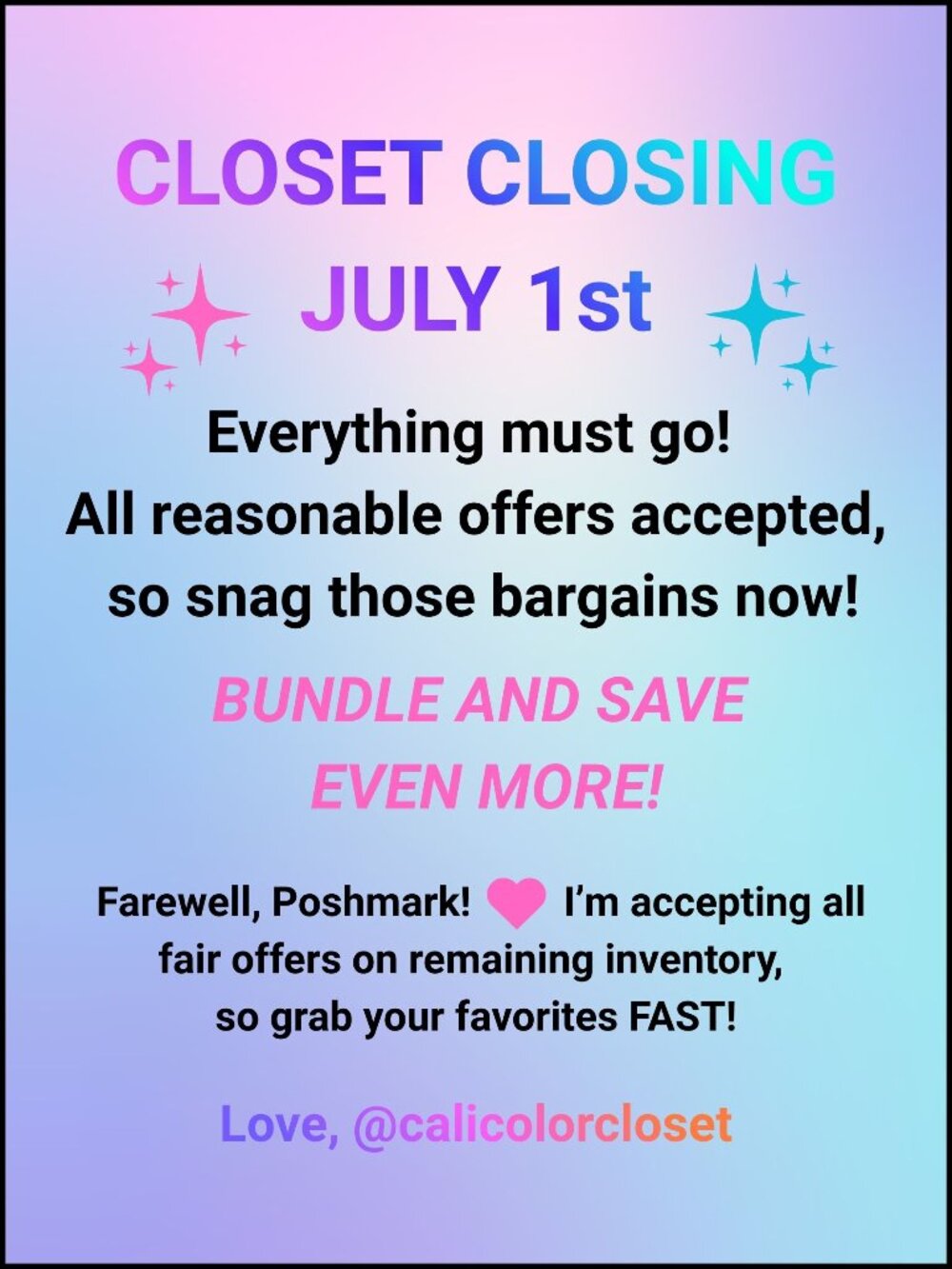 THIS CLOSET IS CLOSING ON JULY 1st!